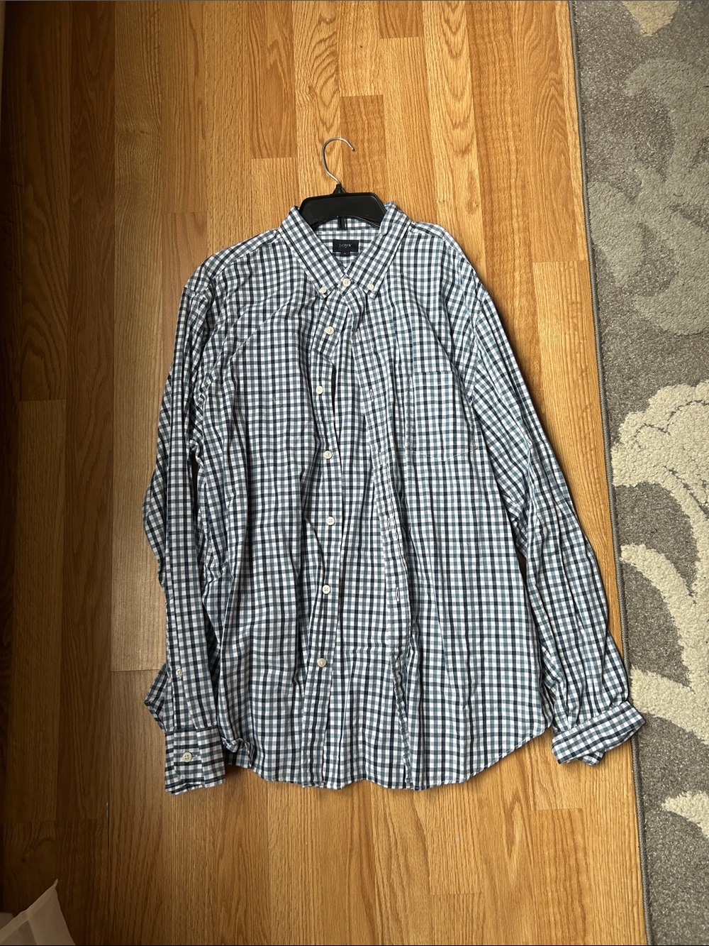 J. Crew Blue and White Gingham Button-Down Shirt